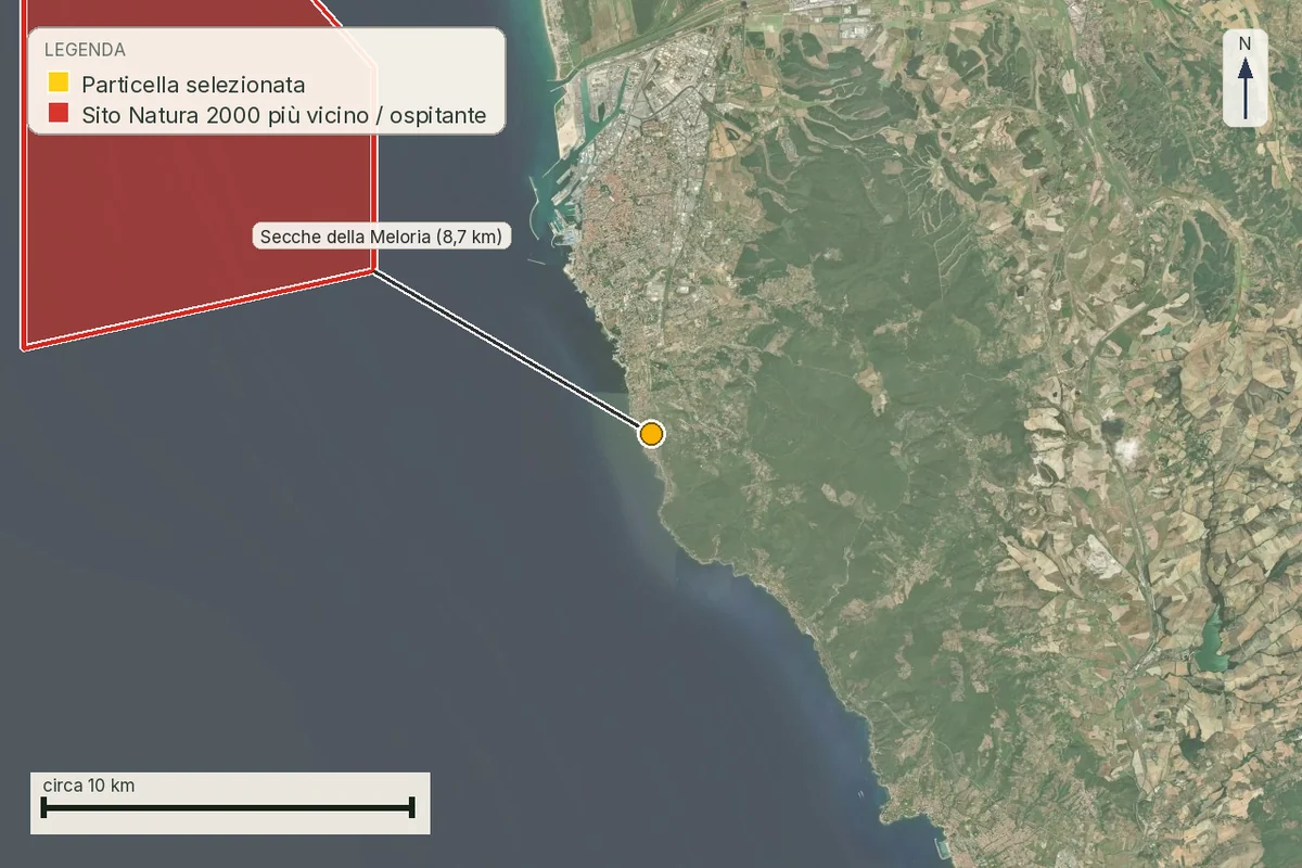 Mappa di Livorno: le aree naturali tutelate nei dintorni.