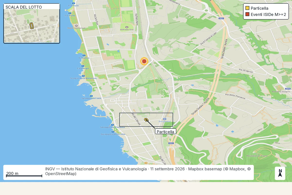 Mappa di Livorno: i terremoti registrati nei dintorni.